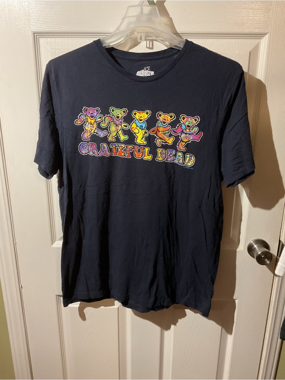 Grateful Dead Navy Band T-Shirt with Rainbow Dancing Bears